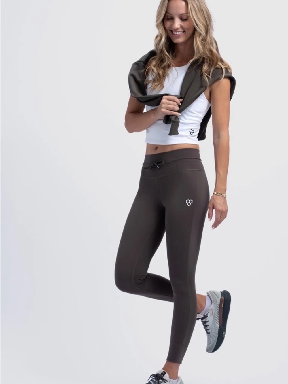 CRBN Olive Green High Rise Drawstring Performance Leggings XS NWT Pickleball